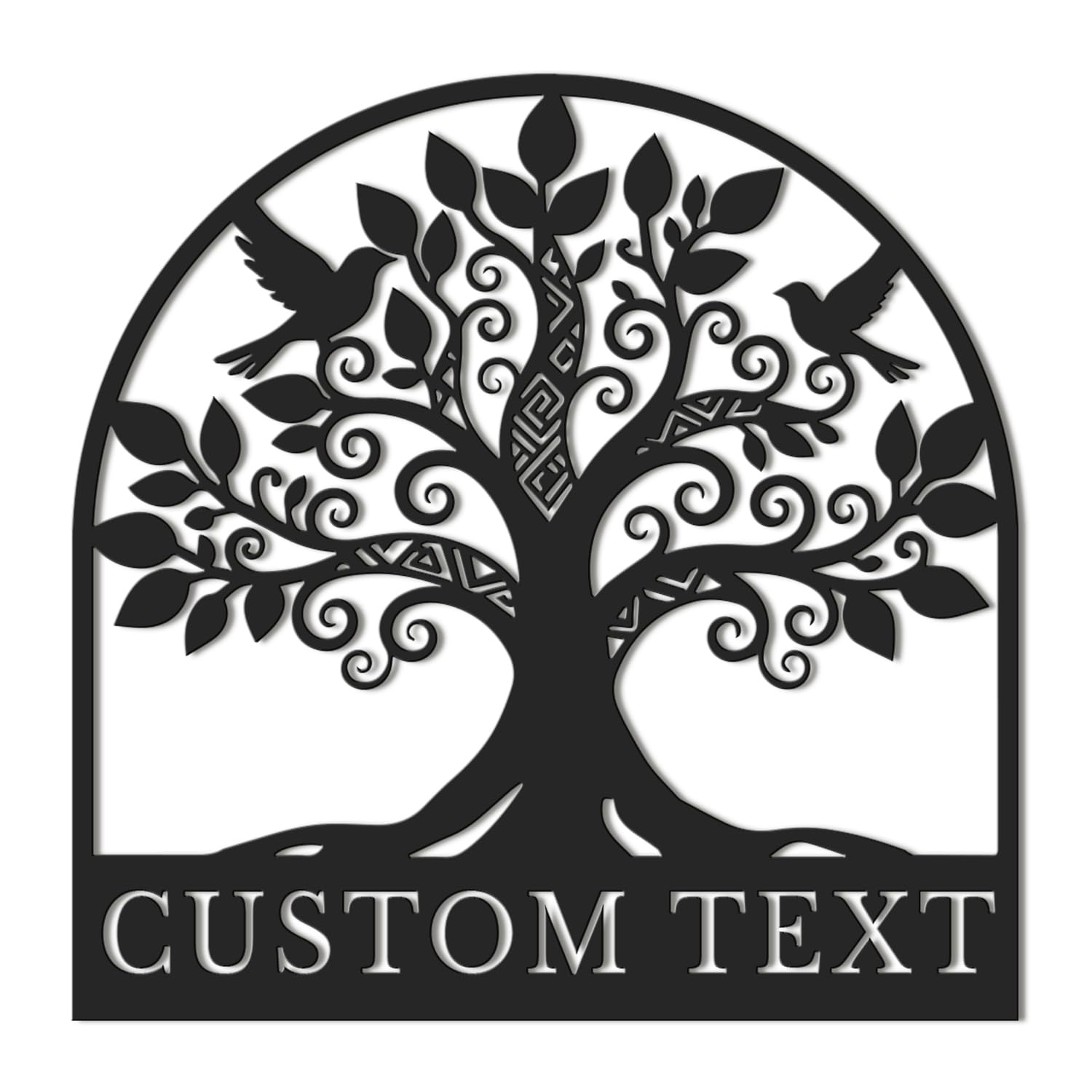 Kissesuu Style-2 Personalized Tree Of Life Metal Sign, Custom Tree Of Life Flying Bird Metal Wall Art, Family Tree Decor, Family Name Monogram, Home Decor (Style-2)
