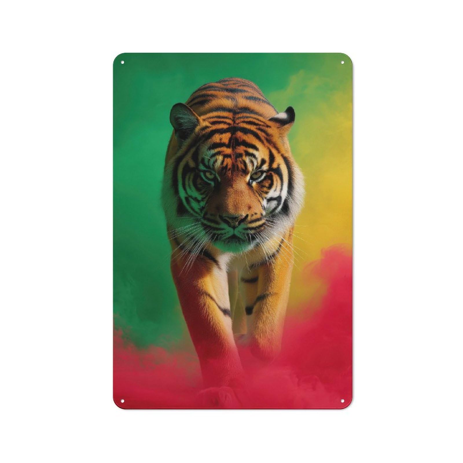 Junmoney Rasta Tiger Retro Tin Wall Sign 30X20cm Featuring Novelty Wall Art For Bedroom, Kitchen, Office Or Living Room