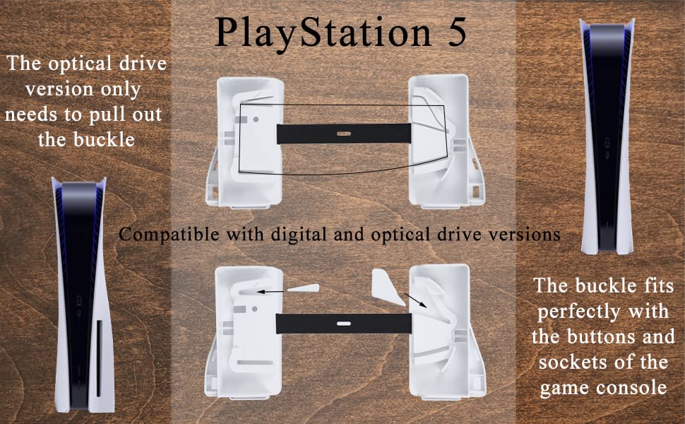 Miniatura 3 de Wabracket Wall Mount Kits for PS5, 6 in 1 Sturdy Wall Mount Brackect Holder for PS5, Compatiable with Both Digital and Disc Version, with Detachable