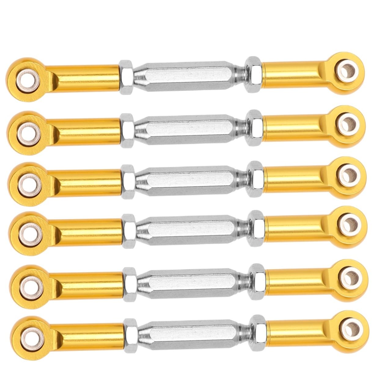CIYODO Rc Car Steering Rods 6pcs 71mm Aluminum Alloy Turnbuckle Rods Yellow for Rc Turnbuckle Rod Linkage Upgrade