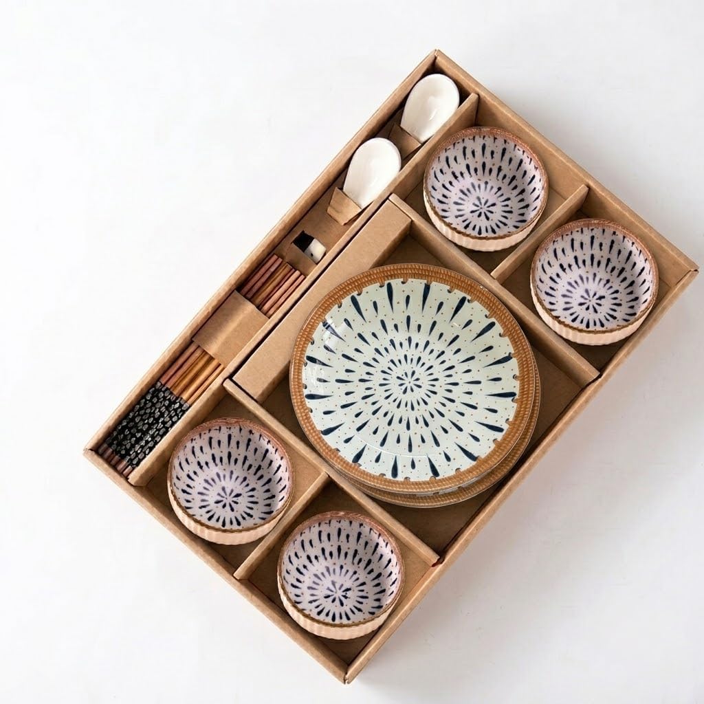 Avon Wellness Japanese Style Ceramic Dinnerware Set with 2 Plates
