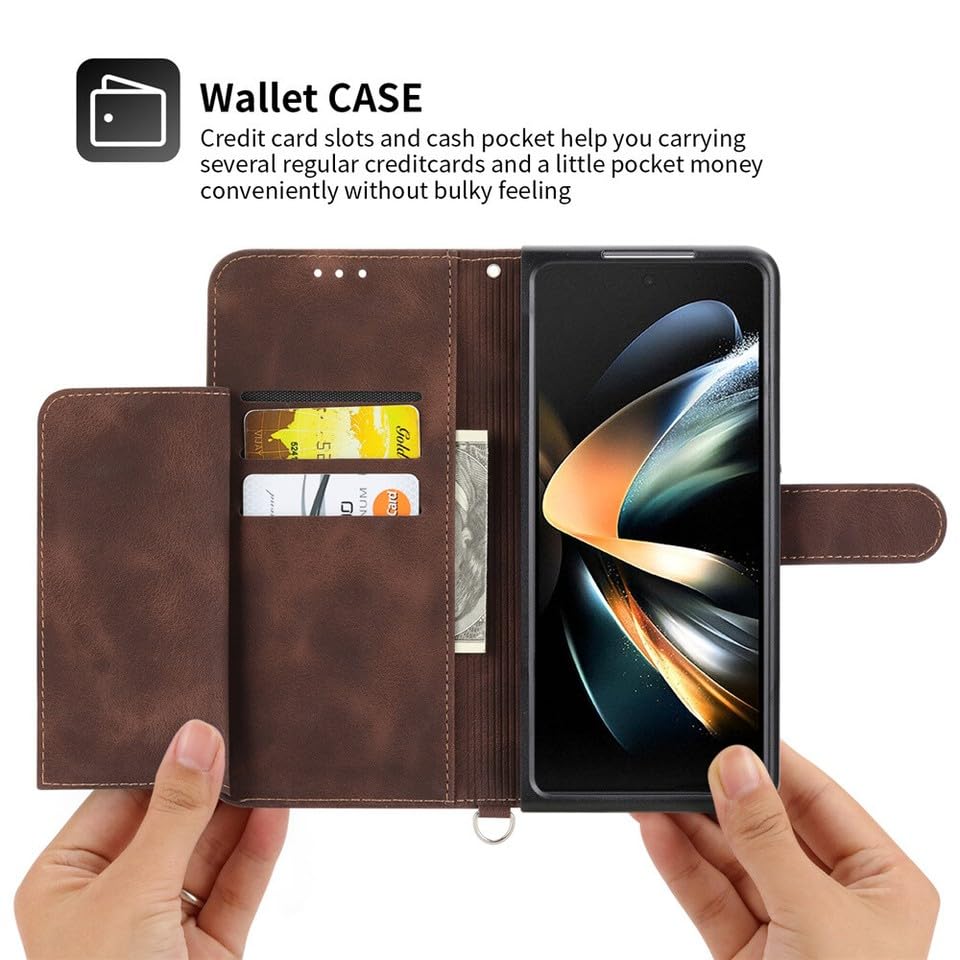 Étui portefeuille en cuir violet pour Samsung Galaxy Z Fold 6