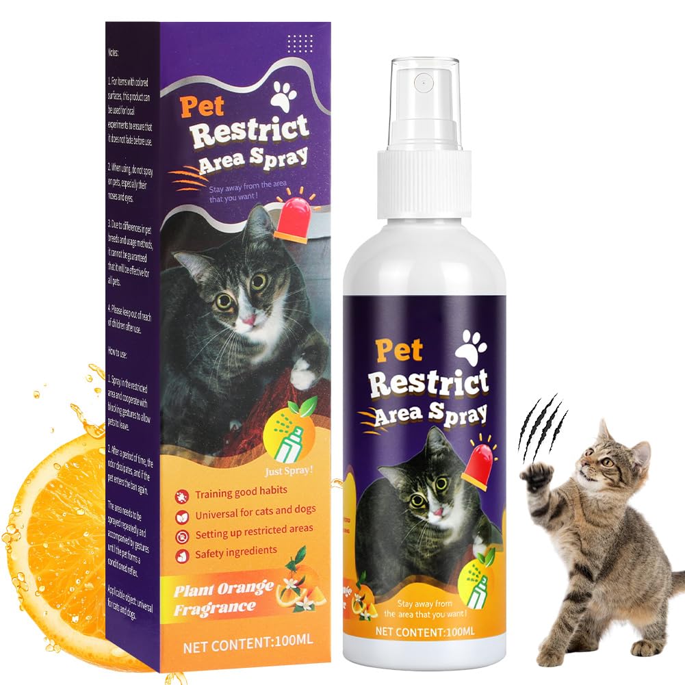 OSDUE Repelentes Orina Spray Gatos, 100ml Spray Antiarañazos Gatos, Evitar Pipi Cat, Eliminador de Olores, No Mancha, Frena los Malos Hábitos para Exterior e Interior Aroma Cítrico a Limón