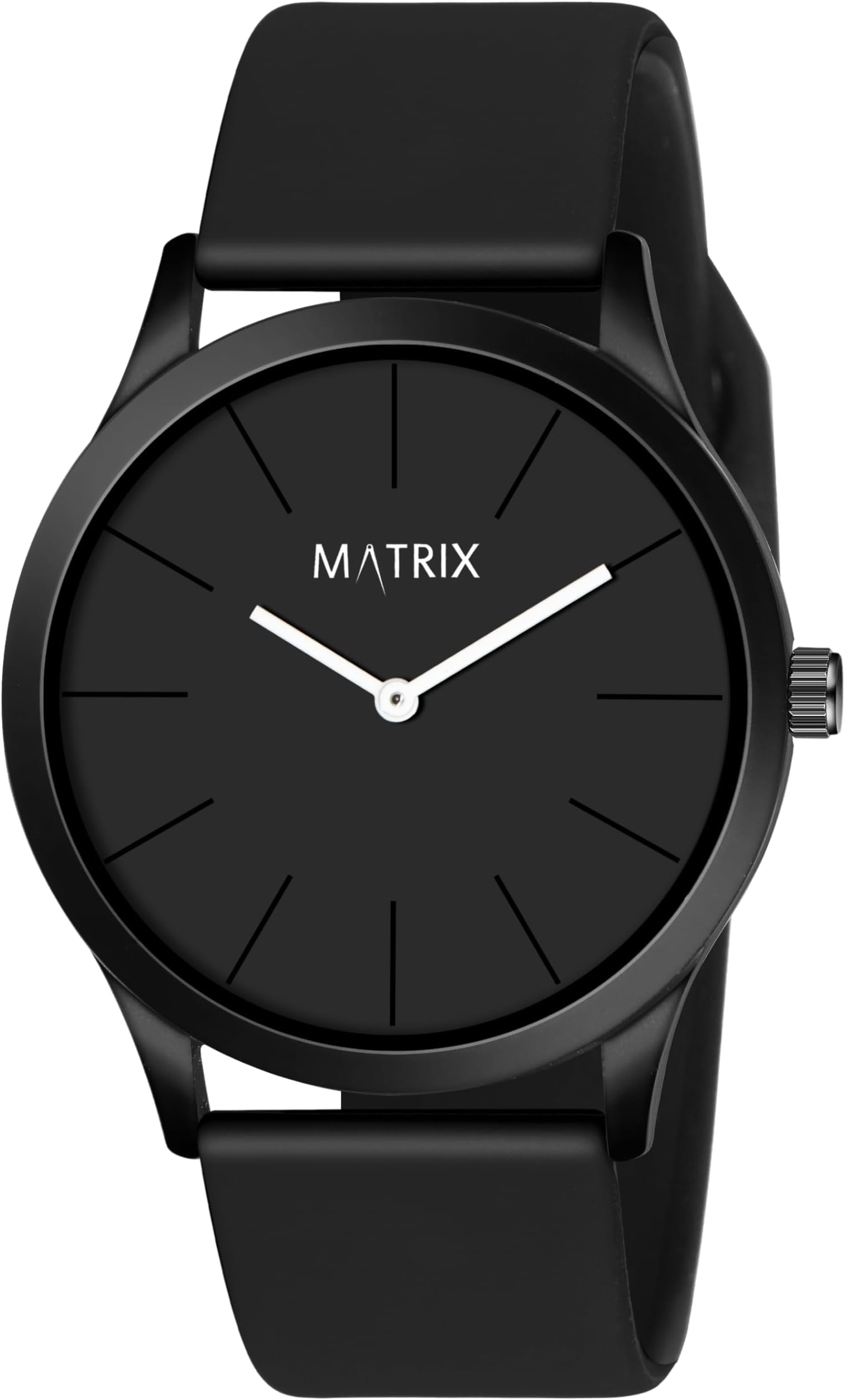 Minimalist Dial with Softest Silicone Strap Analog Wrist Watch for Men & Boys, Black, Free Size, Minimalist