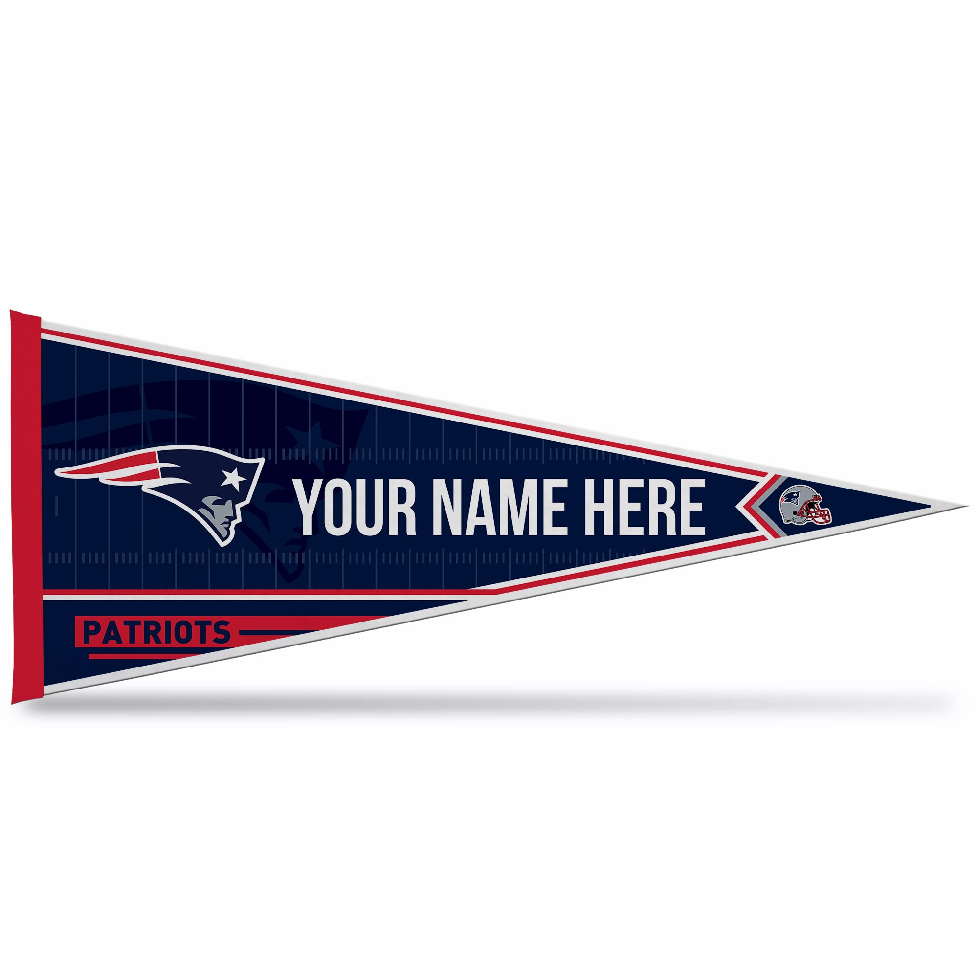 Rico Industries NFL Football New England Patriots Personalized - Custom 12" x 30" Soft Felt Pennant - EZ to Hang