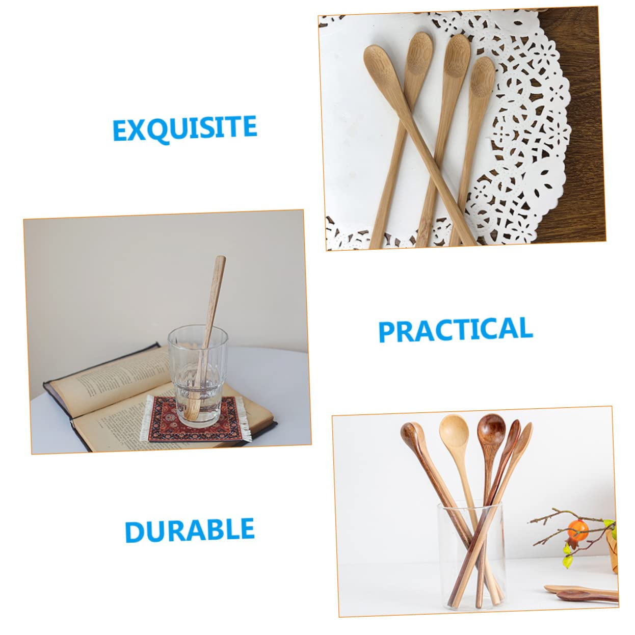 VINTORKY 10pcs Spoon Mini Dessert Spoons Multifunctional Spoon Honey Spoons Honey Stirrers Handle Dessert Spoon Dessert Spoons Mini Table Spoons Measuring Spoon Kitchen Ladle Khaki