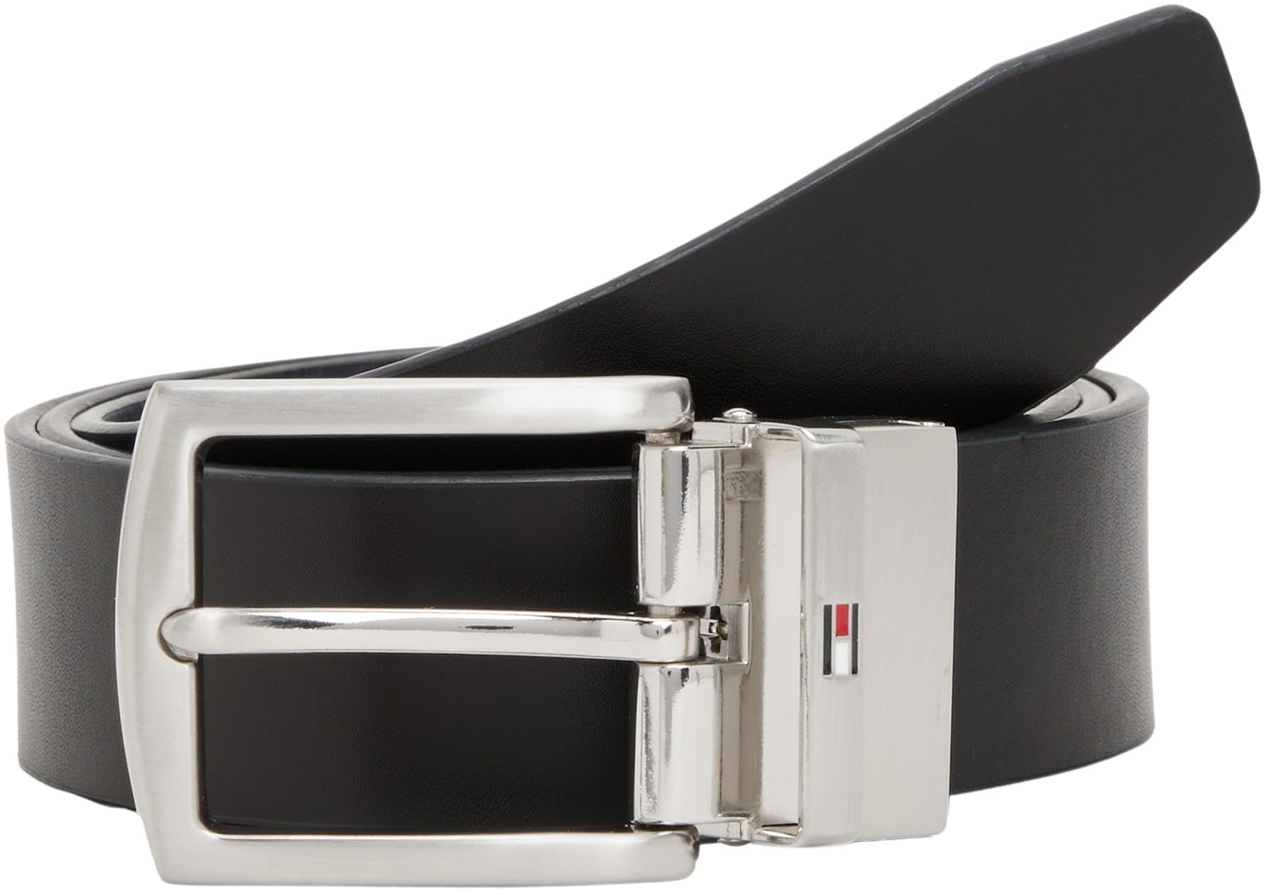 Tommy Hilfiger Men’s 3.5 cm Denton Reversible Leather Belt, Multicolor (Space Blue/Arctic Spruce), 33.5 inches