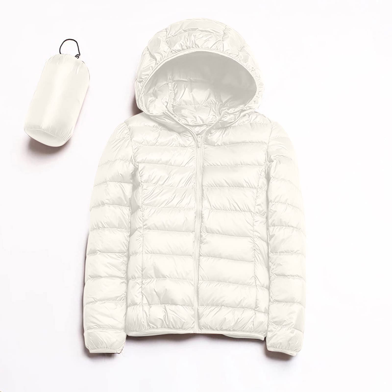 Generisch Daunenjacke Damen Leicht mit Kapuze - Dünne Puffer Jacke Damen Winterjacke Schwarze Leichte Übergangsjacke Winter Kurz Warme Steppjacke