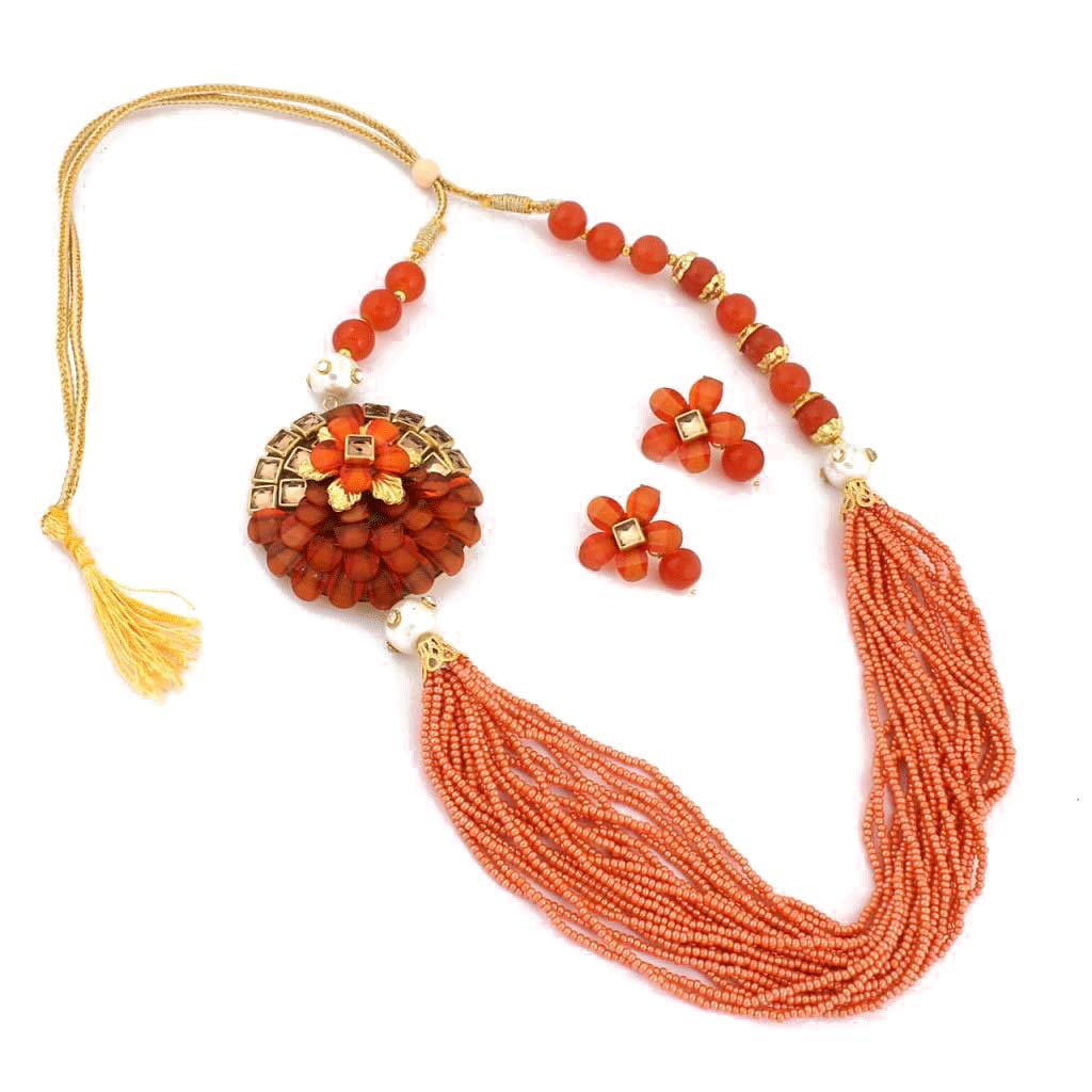AHOORA Ethnic Side Bronze Peach Glass Beads Jewelry Set for Women (B08RDVWZLQ) Amazon Price History, Amazon Price Tracker
