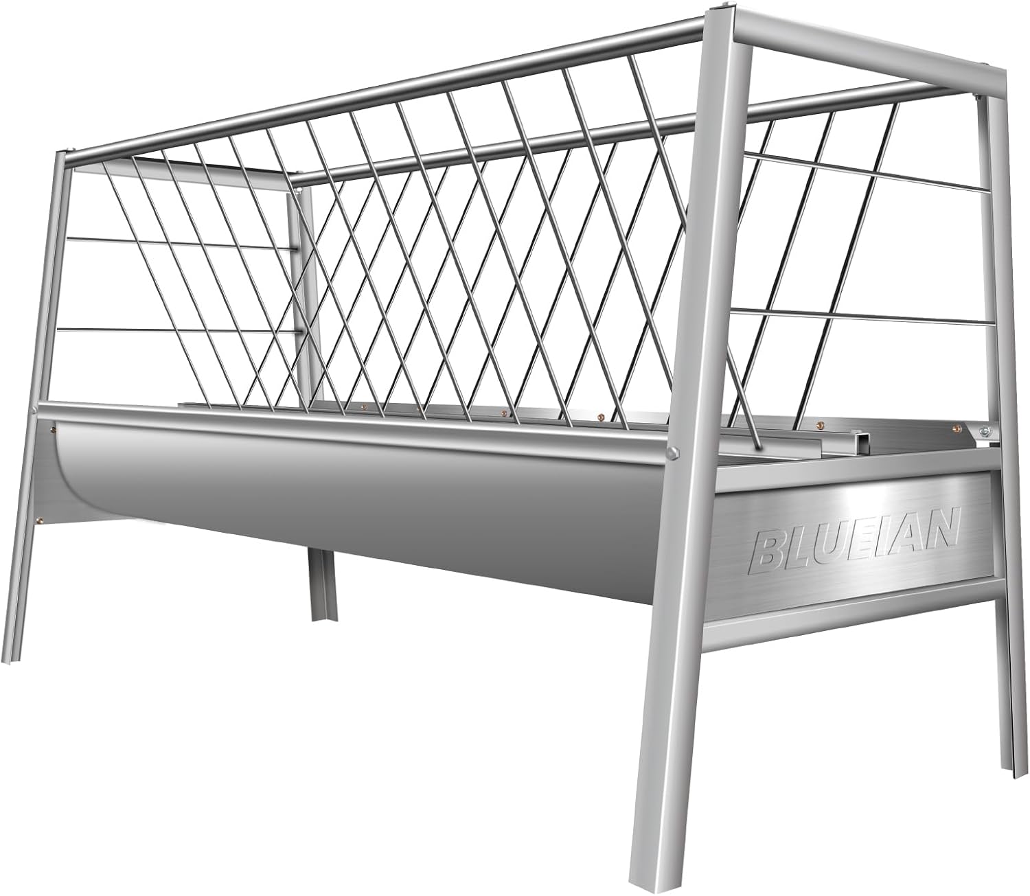 Goat Hay Feeder, 90 Gallon Multiple Sided Goat Hay Rack, 62'' x 26'' x 35'' Heavy Duty Stainless Steel Hay Feeder for Goats, Sheep, Horse, Silver (Stainless Steel)