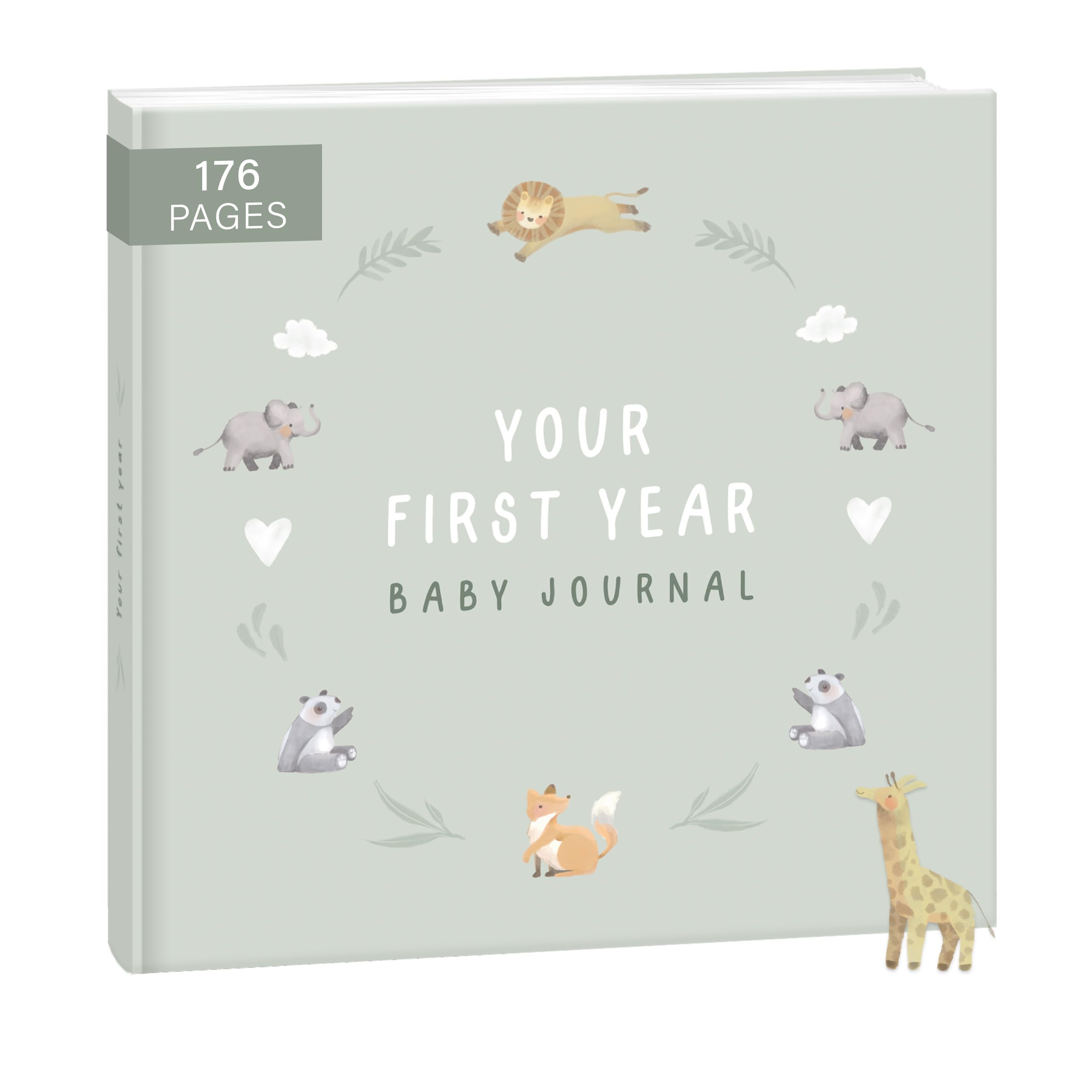 mintkind First Year Baby Journal – 176 Page Memory Book to Document Baby Milestones – Sage Green Hardcover – Gender Neutral Photo Album – Thoughtful Gift for Birth or Baby Shower