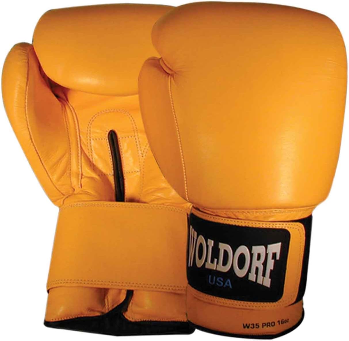 Woldorf Boxing Gloves in Top Grade Leather Yellow 10oz