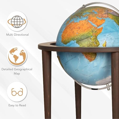 Miniatura 5 de Waypoint Geographic Normandy Globe, globo decorativo de pie de 16 pulgadas, soporte de 4 patas, montaje multidireccional, para decoración del hogar,