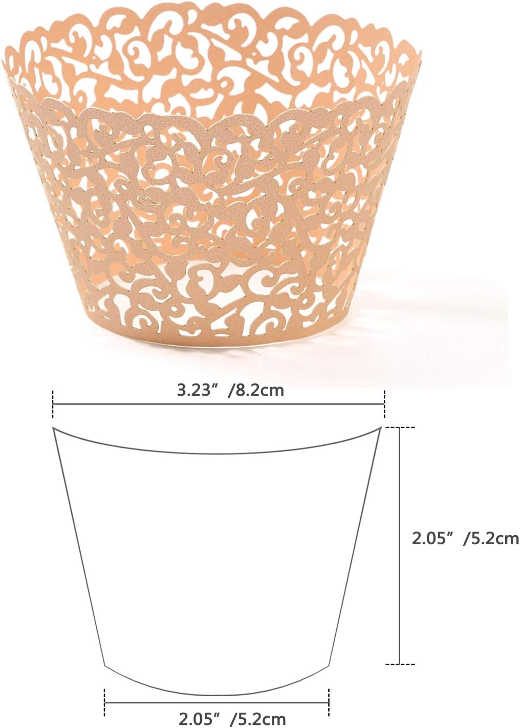 KPOSIYA Pack of 120 Cupcake Wrappers Artistic Bake Cake Paper Cups Vine Designed Laser Cut Cupcake Wraps Baking Cup Muffin Case Trays for Wedding Baby Shower Party Birthday Decoration (120, Pink)