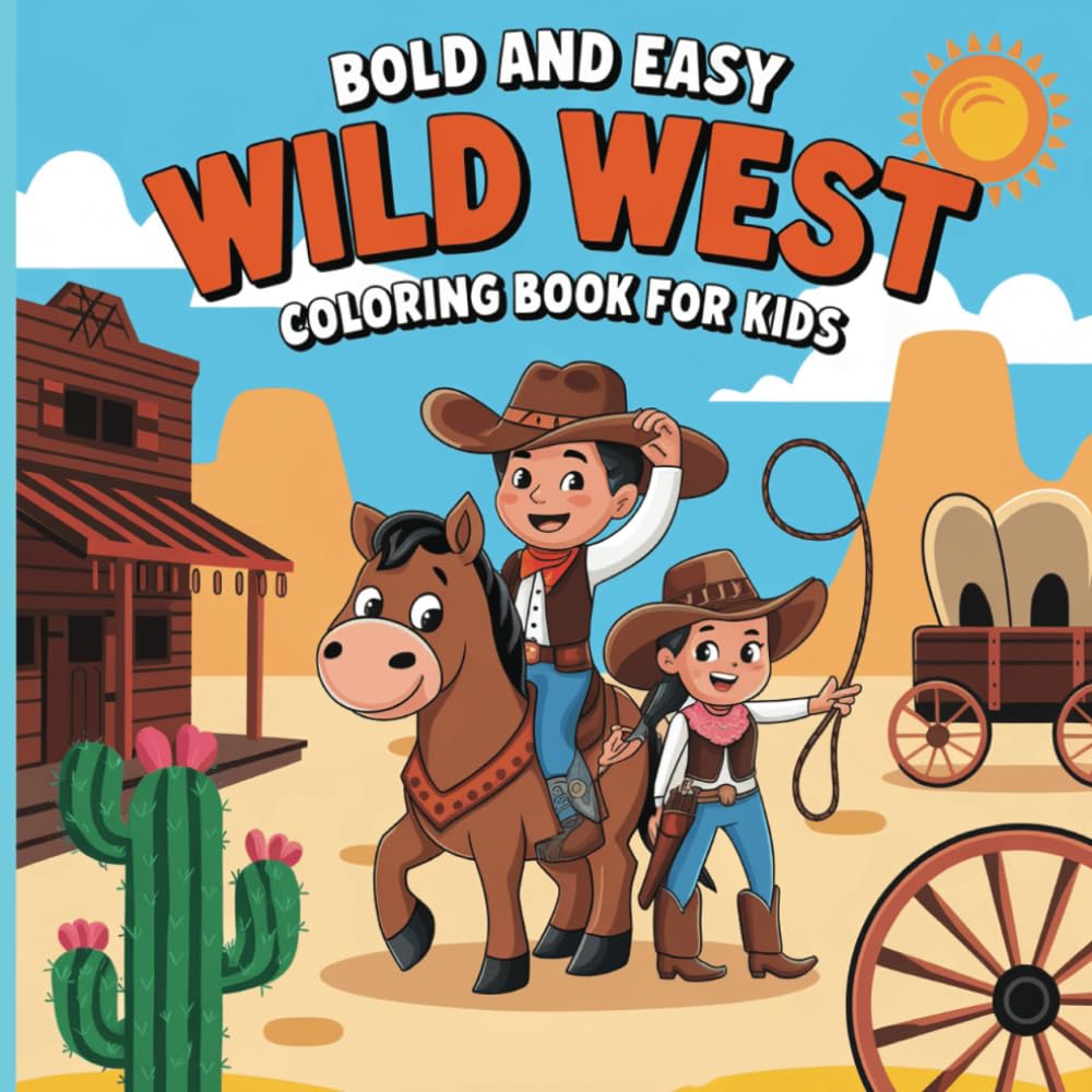 Bold and Easy Wild West Coloring Book For Kids: Simple Yet Striking Designs of the Untamed Frontier