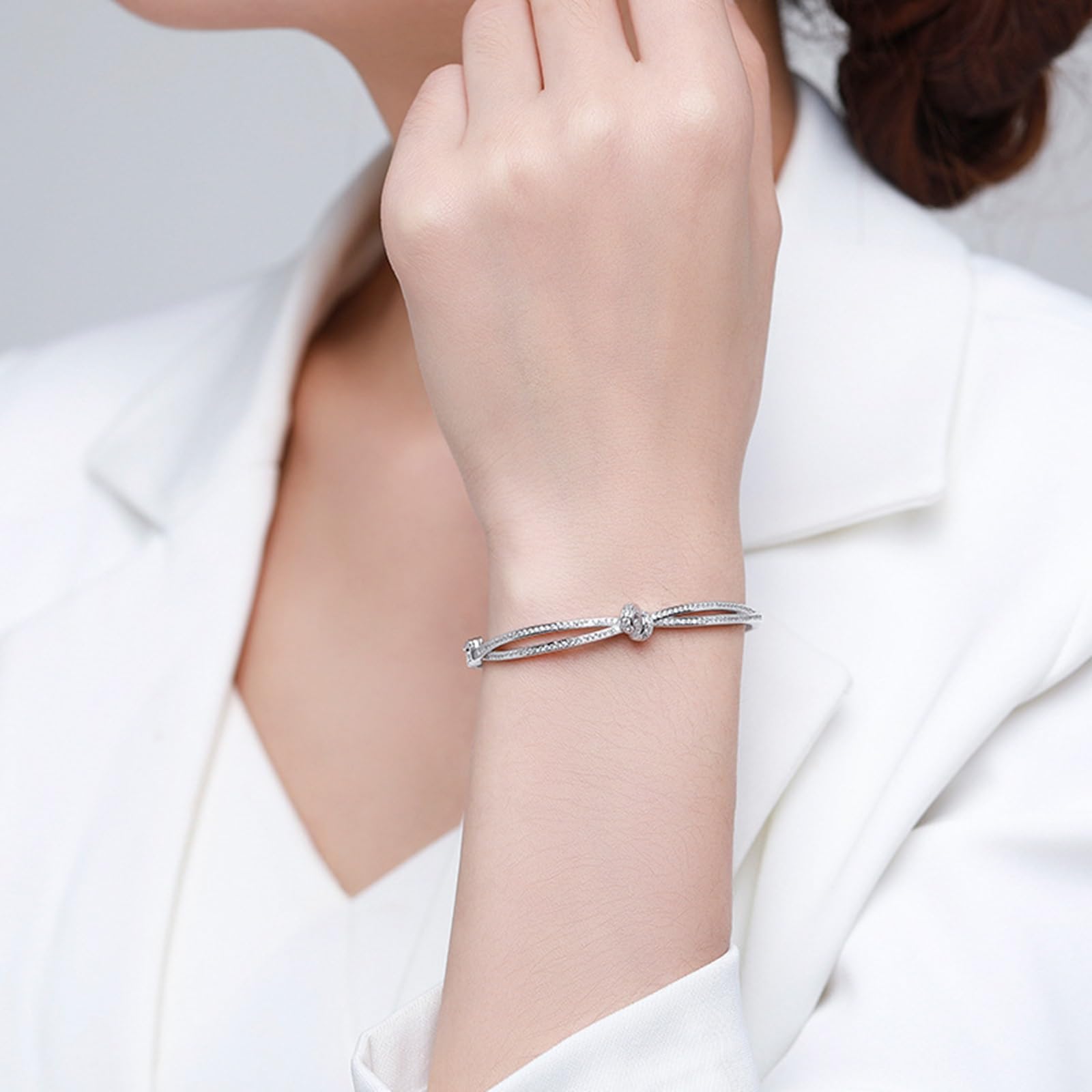 Pulsera infinita para mujer, moissanita con nudo infinito para mujer, oro blanco de 9 K, 14 quilates, 18 quilates, Pt950