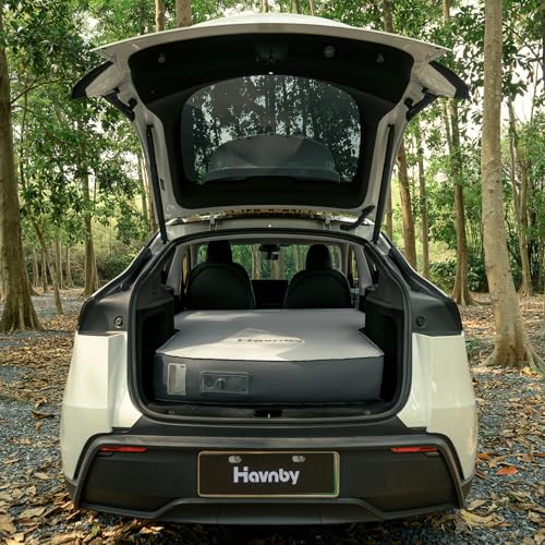 Tesla Model Y/Juniper FlatCore TPU Backseat Mattress, 7.5" Hybrid Support Car Bed with Built-in Pump, Wedge Design Levels 12° Rear Seat Slope to Flat for Road Trips, Camping, Work Shifts, Naps