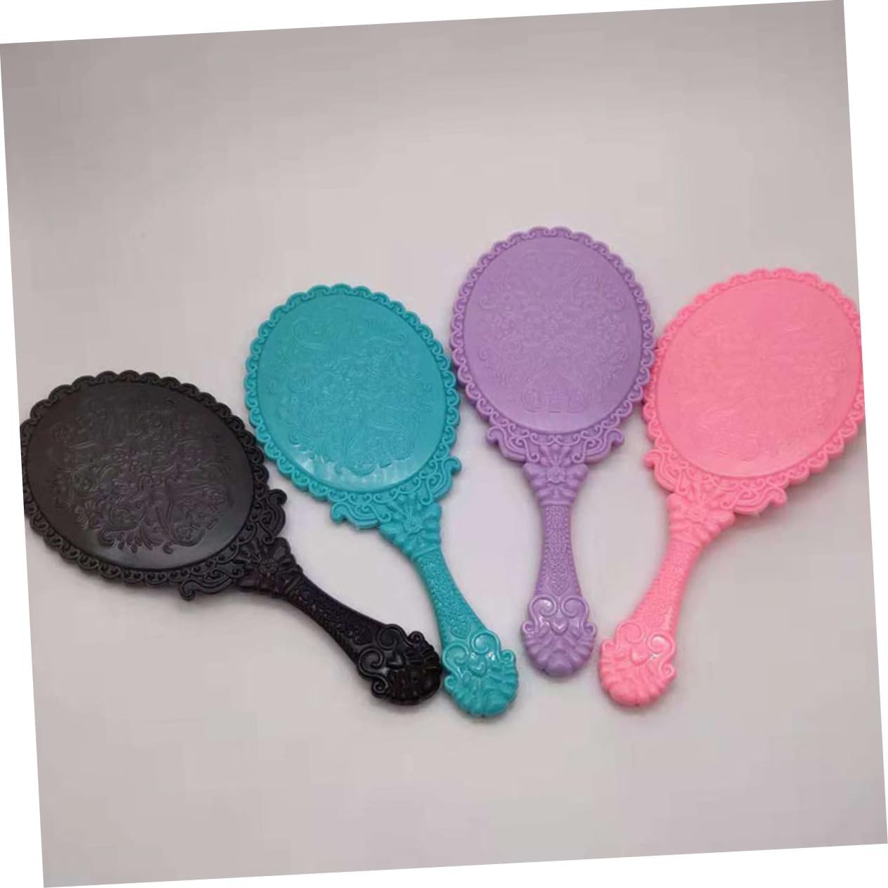 12-Piece Portable Handheld Makeup Mirrors Plastic Handle Compact Vanity Mirror Set for Women for Travel and Daily Use