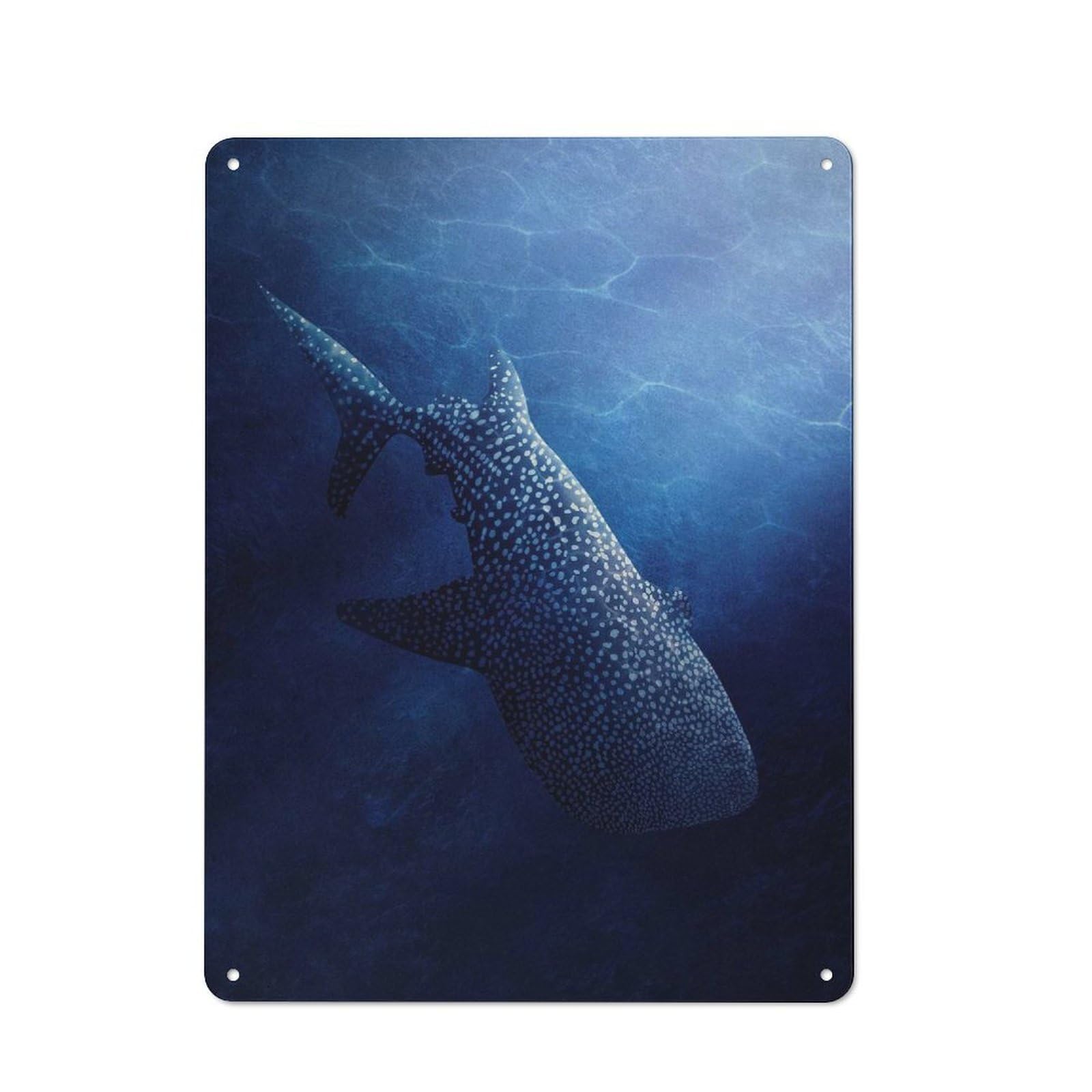 Junmoney Style-16 Whale Shark Graceful Giant Vintage Tin Wall Plaque 40X30cm For Hobby Room Or Studio, A Decorative Metal Sign For Hobby Rooms And Studios
