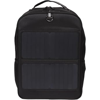 Cyrank 14W Solar Backpack Ergonomic Outdoor Backpack Solar Power Backpack Travel Backpack with Handle and USB Charging Port black