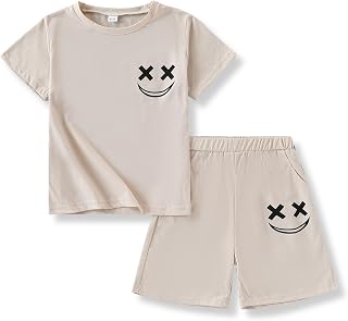 Boys Clothes Size 6-12 Years Short Sleeve T-Shirt & Shorts Set Casual Spring Summer Outfits