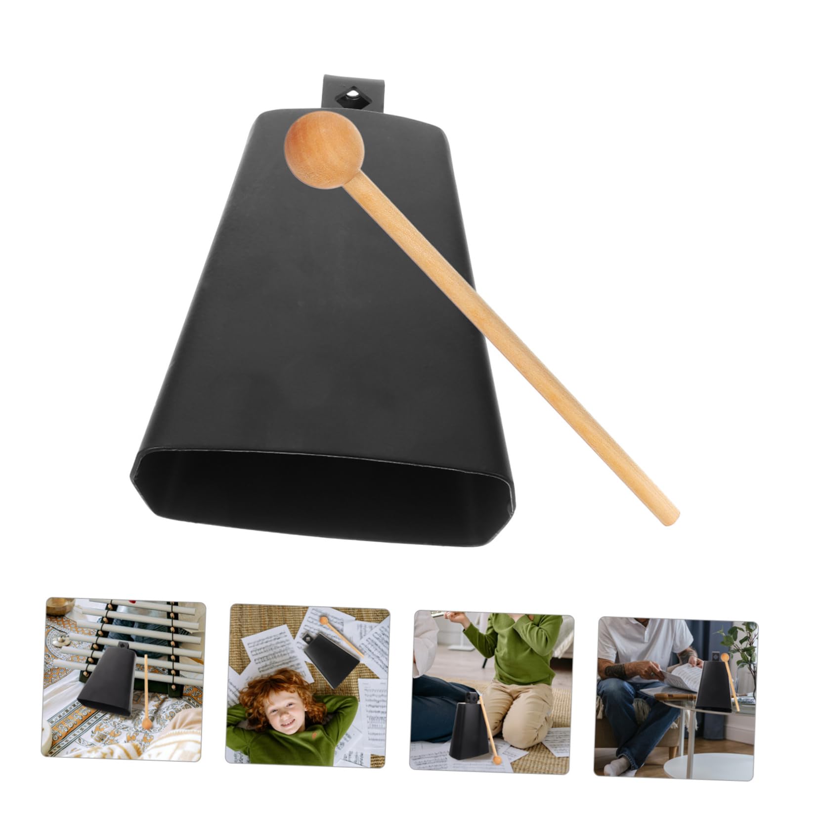 Levemolo Durable Metal Cowbell for Children Educational Musical Instrument Hand Bell Stick Perfect for Cheerleading and Football Games