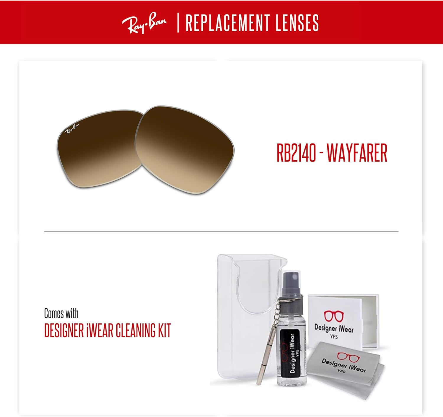 Original Wayfarer RB2140 Replacement Lenses For Men For Women +BUNDLE with ACCESSORY EYEWEAR KIT - Image 4