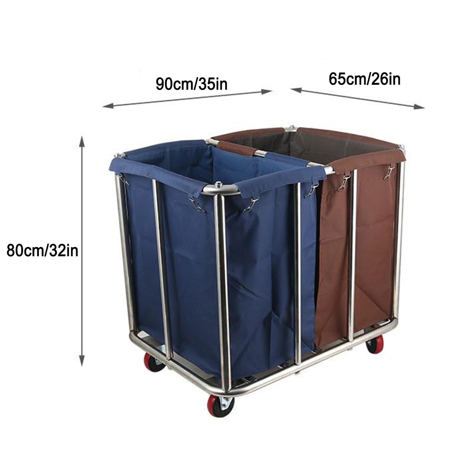 Chariot de nettoyage professionnel à roulettes avec sac amovible – Panier à linge pour hôtels et buanderies – Panier à linge robuste et sale