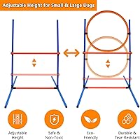 Vista 7 de Dog Agility Training Equipment Set Outdoor Indoor Game, Tire Jump + Hurdle Jump, Tunnel, Weave Poles, Pause Box, 2 Toy Balls, 2 Flying Discs, 1