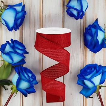 Cross Royal Burlap Wired Ribbon, Red, 1.5 Inches x 10 Yards