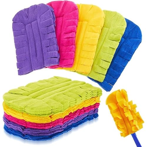 Ropicean 6PCS Reusable Microfiber Duster Refills with Foldable Handle - Cleaning Pads for Ceiling Fans and Hardwood Surfaces