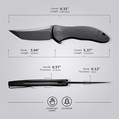 Miniatura 4 de CIVIVI Synergy4 - Cuchillo de bolsillo para EDC, cuchillo plegable grande con hoja Nitro-V Tanto de 3.94 pulgadas, mango ergonómico mecanizado en 3D