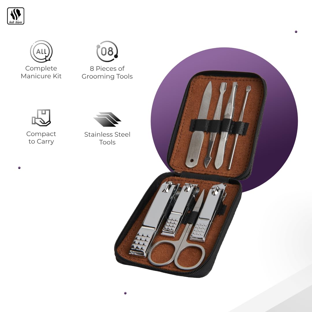 Amazon.com : Skull Shaver 8-Piece Manicure Set for Men, Stainless