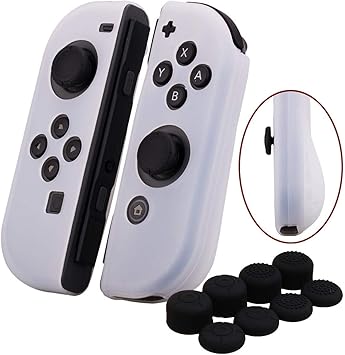 Amazon Nintendo Switch Joy Con シリコン プロテクタケース 任天堂スイッチ ソフトケース 超薄 超耐磨 滑り止め 耐衝撃 柔らかい手触り 着脱簡単 ニンテンドー スイッチ ジョイコン保護カバー アナログスティック ボタンキャップ 8個入り 任天堂 白
