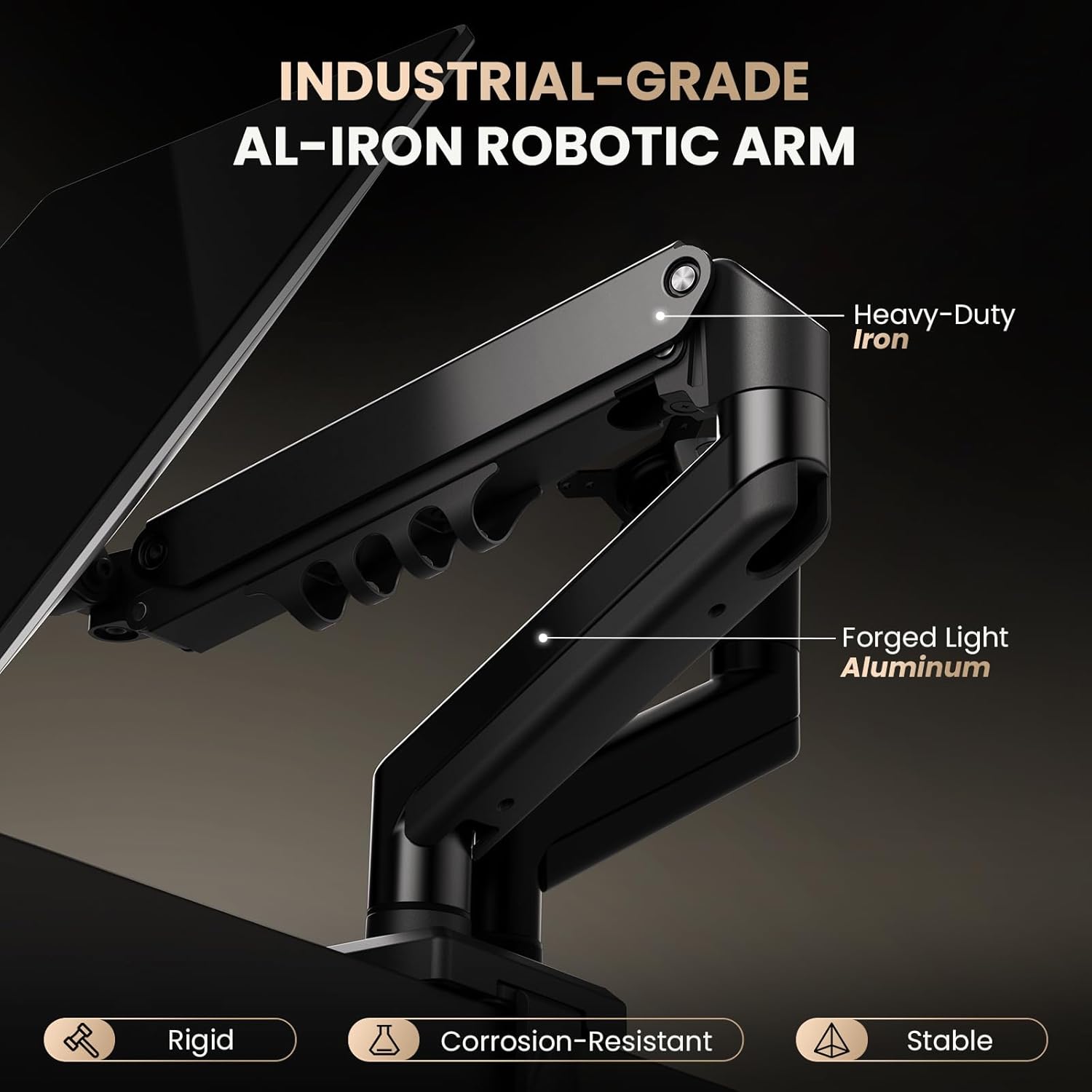 SIAGO Dual Monitor Stand, 15 to 32 Inch Monitor Arm, Adjustable Monitors Mount with C-Clamp and Grommet Installation, Made of Iron and Al, VESA Monitor Stand for Desk - Fits 4.4 to 19.8lbs Monitors