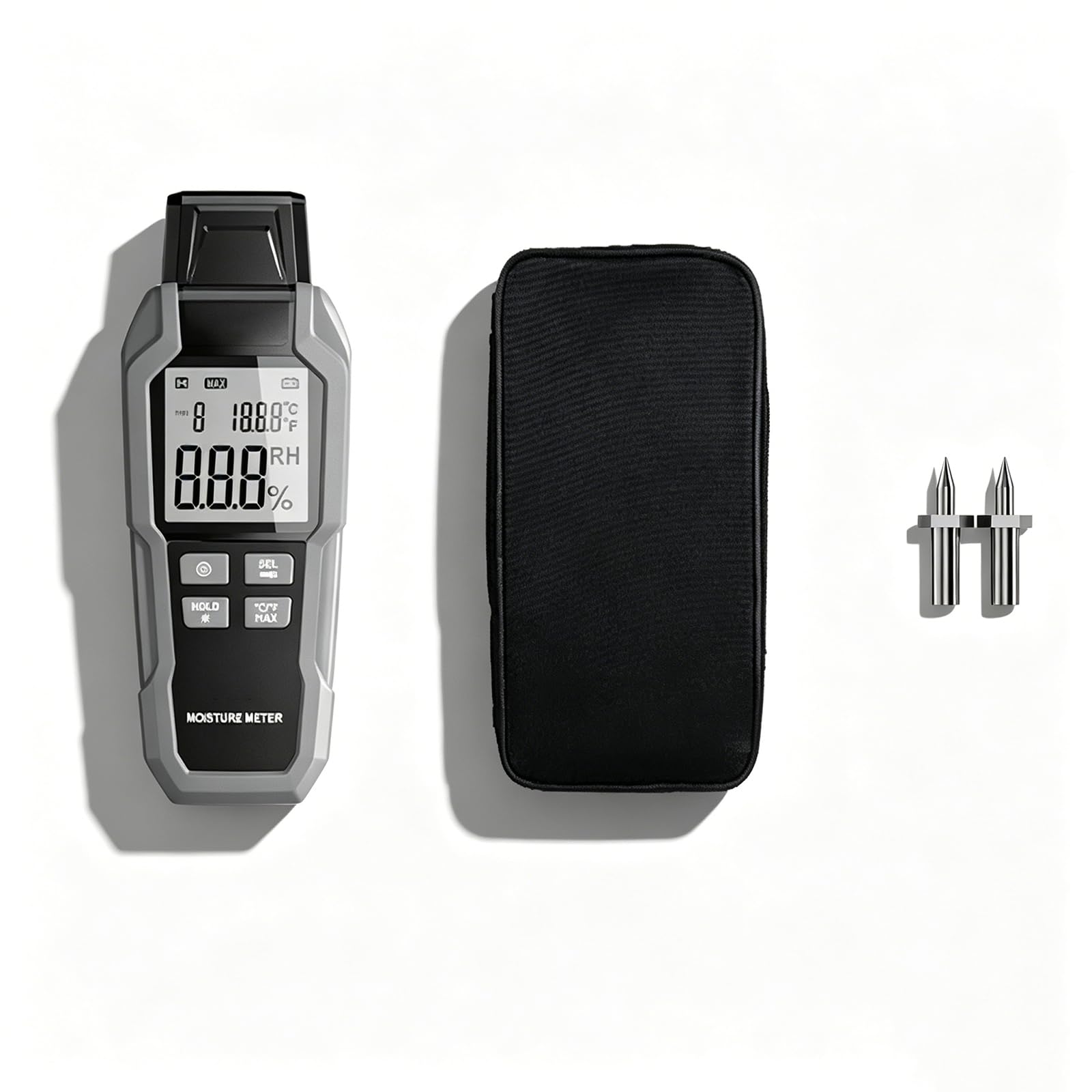 Medidor Digital De Humedad para Madera Tipo Pin 0,7%~100%, Detector De Humedad para Cemento, Calibración Automática, con ATC, Sonda De Repuesto, 9 Niveles De Intensidad, para Papel