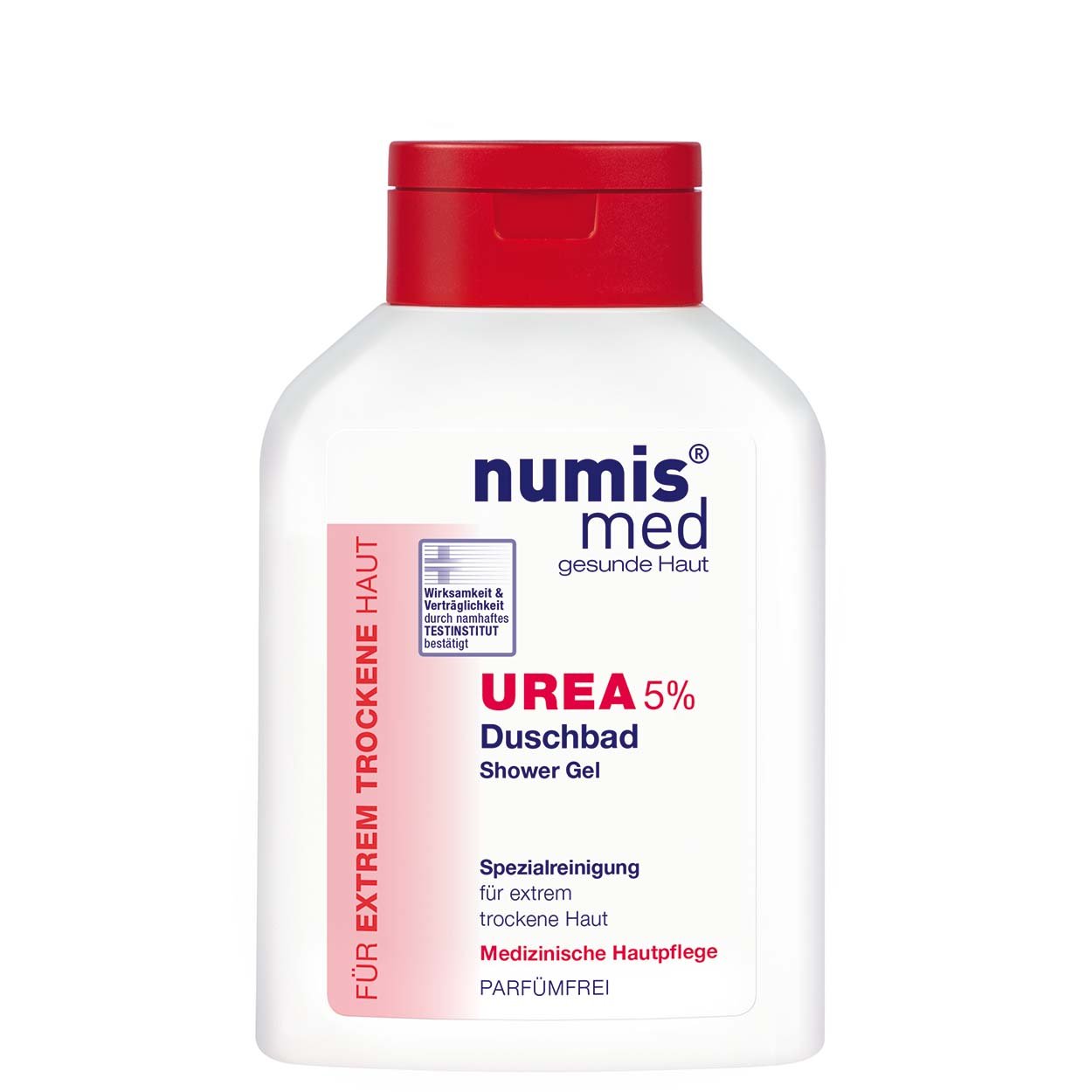 numis med Gel de ducha con 5% de urea, gel de ducha calmante para piel extremadamente seca y propensa a picor, cuidado vegano de la piel sin siliconas, parabenos ni minerales, pack de 6 (6 x 200 ml)