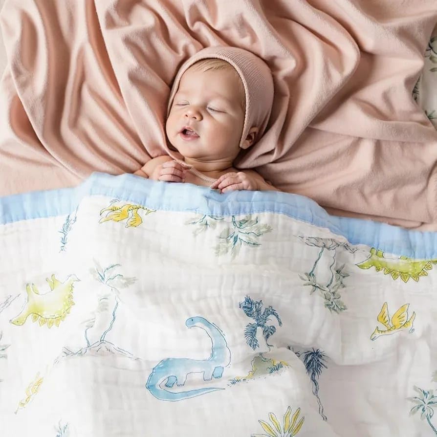 Image of 100% Cotton 6-Layer Muslin Baby Blanket | Super Soft, Breathable & All Seasons Multipurpose Blanket for Babies (Dino)