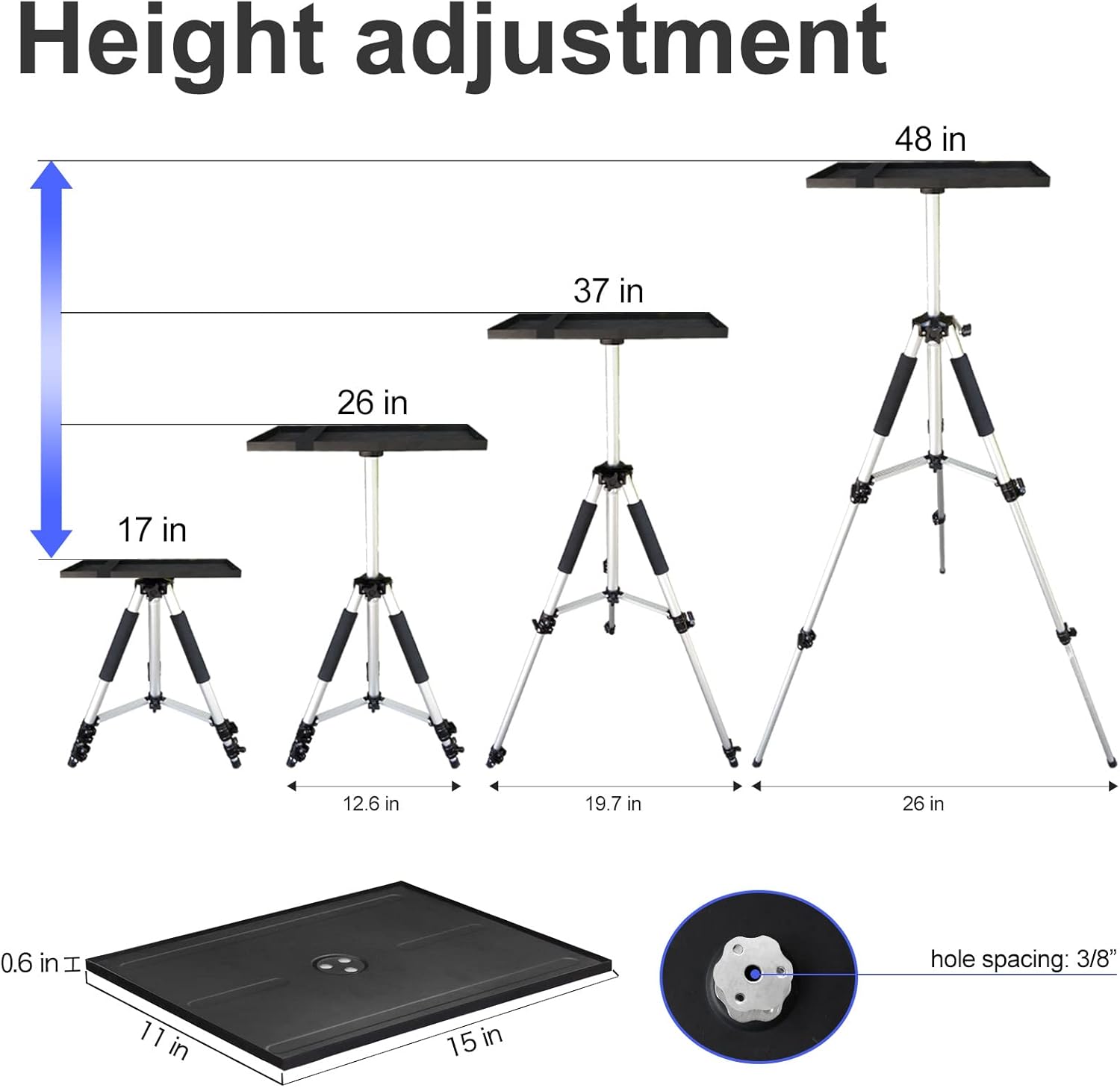 ❤ Crazy Deals SKERELL Projector Stand,Universal Laptop Stand,Multi-Function Aluminum Alloy Tripod Stand with Tray and Ball Head,Carry Bag,Adjustable Height from 17-48 inch(Silver) Get Popular Offer SKERELL Projector Stand,Universal Laptop Stand,Multi-Function Aluminum Alloy Tripod Stand with Tray and Ball Head,Carry Bag,Adjustable Height from 17-48 inch(Silver)