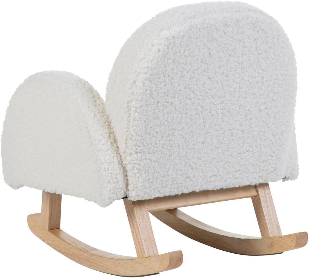 Reatowrol Childhome - Rocking Chair for Children - Super Soft Teddy Fabric, Antique White Natural 52 x 45 x 51 cm, Twin