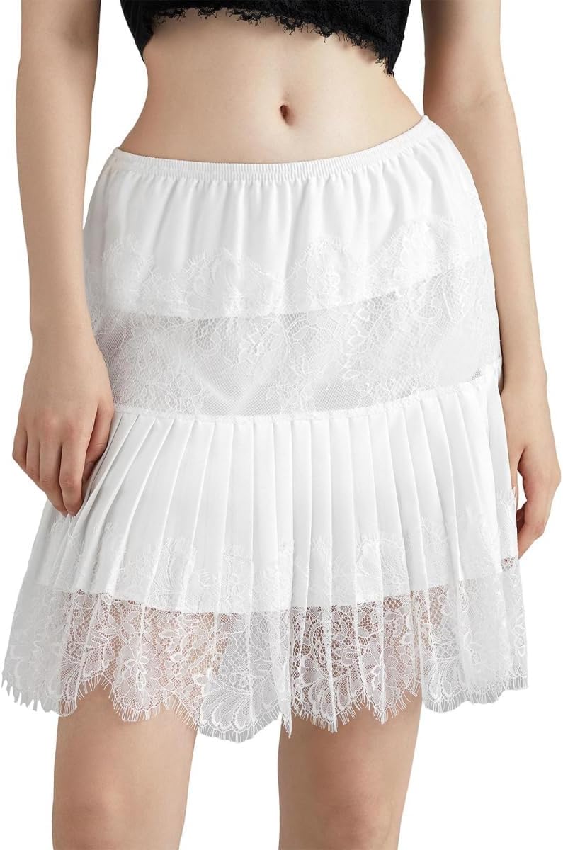 Lace Skirts, Y2K Lace Skirts for Women with Ruffle Floral, Widened Low Waist Layered Slip Skirt S-3XL - Image 4