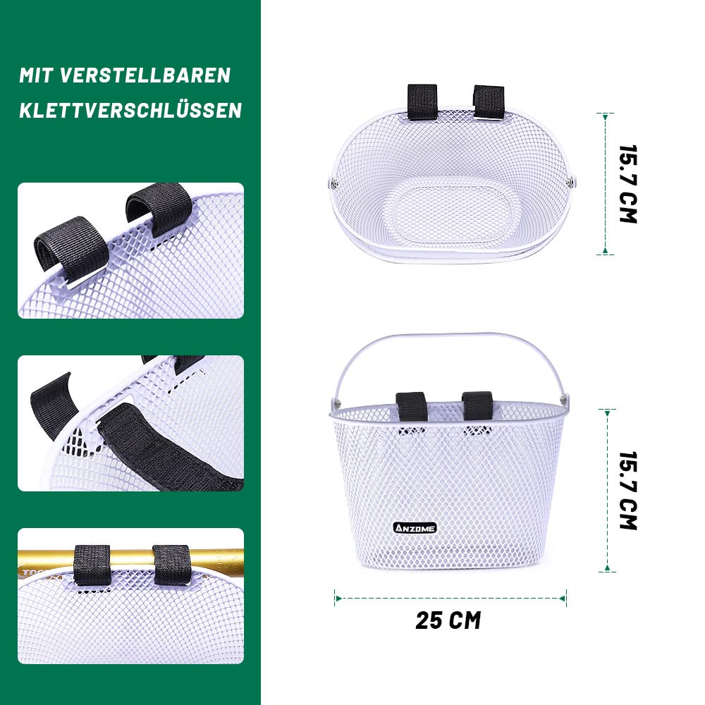 Cestino Anteriore Per Bicicletta Bambini - Universale, In Metallo, Con Maniglia E Cinghie Regolabili