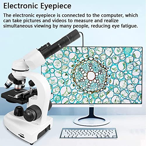 Microscopio binocular digital LED, aumento 20X-7000X, cámara Full HD, etapa 3D, iluminación doble, enfoque grueso y fino, adaptador de teléfono móvil