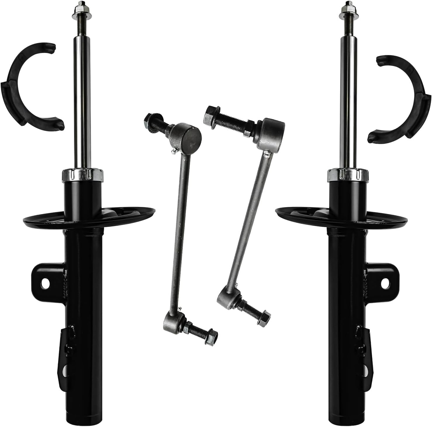 Detroit Axle - Front 4pc Shocks Kit for 10-12 Ford Taurus Lincoln MKS, 2 Shock Absorbers 2 Sway Bar Links 2010 2011 2012 Replacement Bare Struts