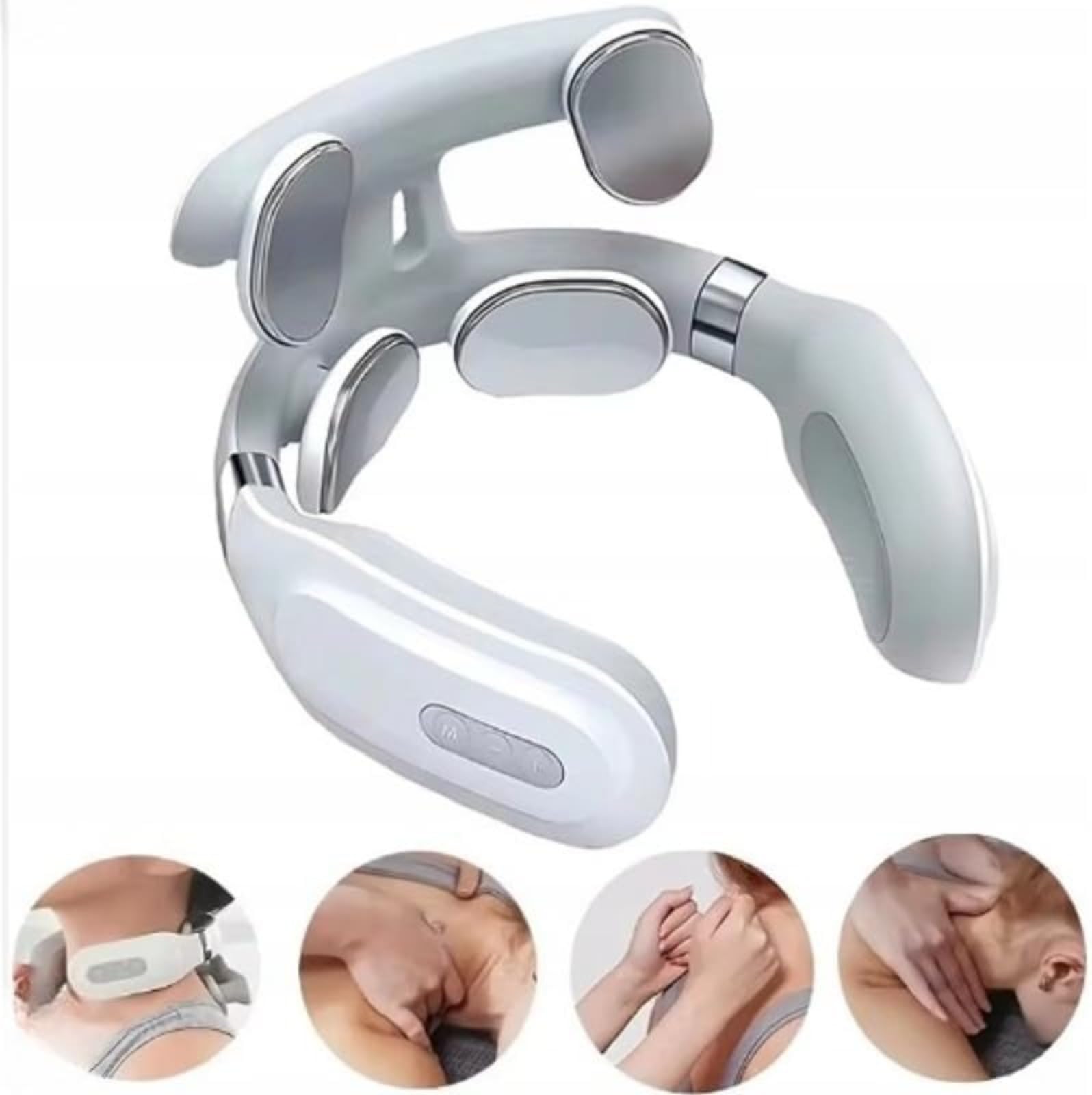 Masseur de cou et d'épaules, acupression à quatre têtes avec chauffage, 14 niveaux de massage, rechargeable pour une utilisation à tout moment
