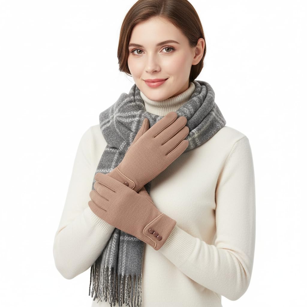 Tomorrow Women Cute design Plush Fur Cuff Winter Gloves Warm Windproof Cold Resistant Warm Snuggle Season Gloves: Cozy Comfort, Touchscreen Magic (Winter's Luxe Essential)-image-35