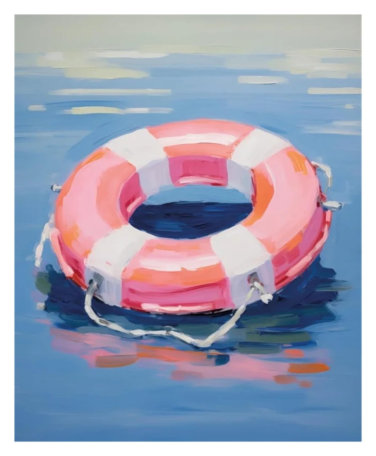 XENITE Wall Art Canvas Prints Colorful Pool Float Lifebuoy Palm Tree Painting Posters Canvas Printing Modern Wall Art Picture For Beach House Home Decor(P,40X50cm)