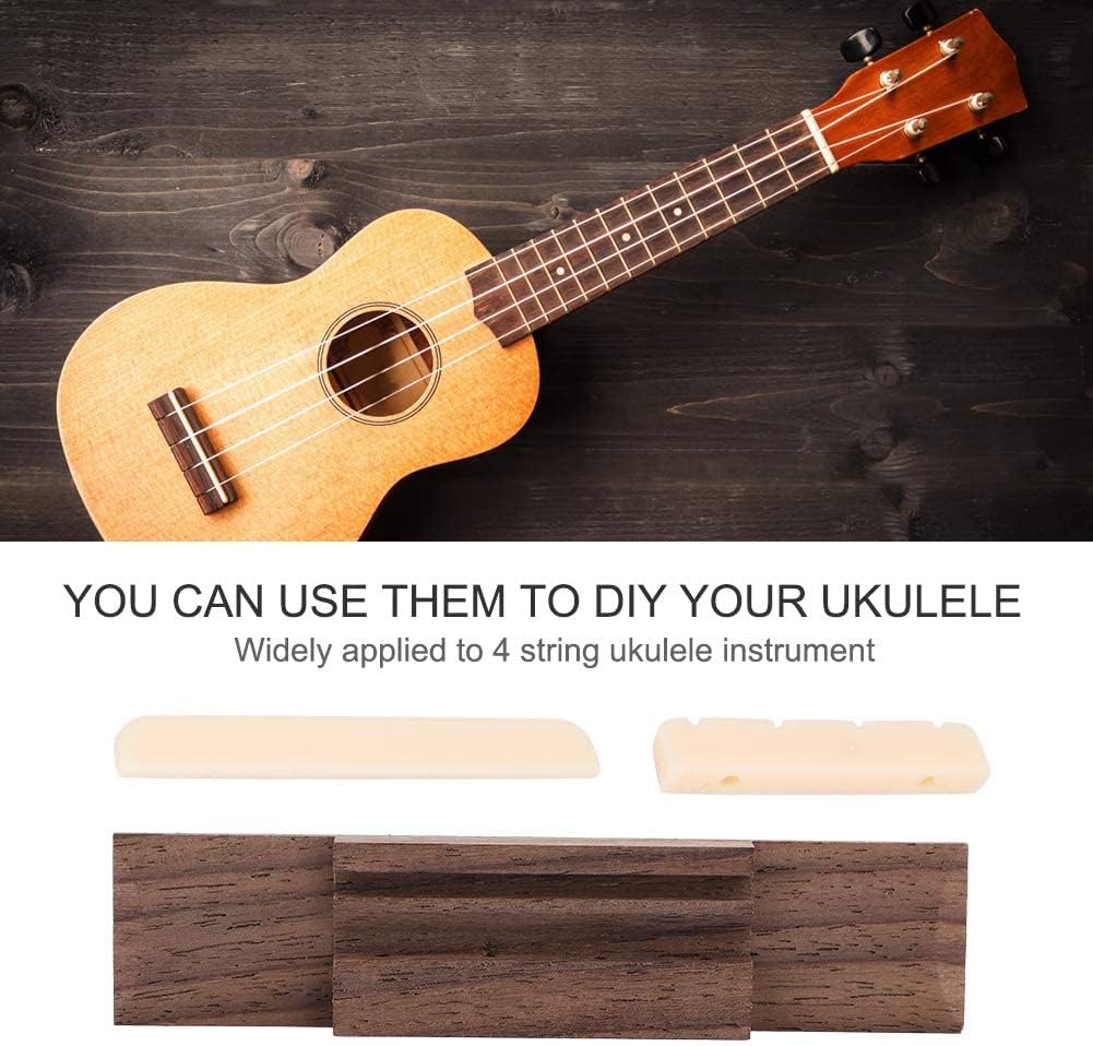 Bnineteenteam 4 String Rosewood Ukulele Saddle Bridge Nut Kit for Ukulele Replacement Accessories
