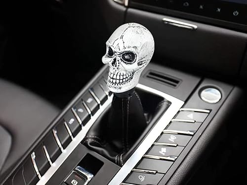 Vista 41 de Lunsom Pomo de palanca de cambios de resina, con cabeza de palanca de cambios de calavera para transmisión de automóvil, se adapta a la mayoría