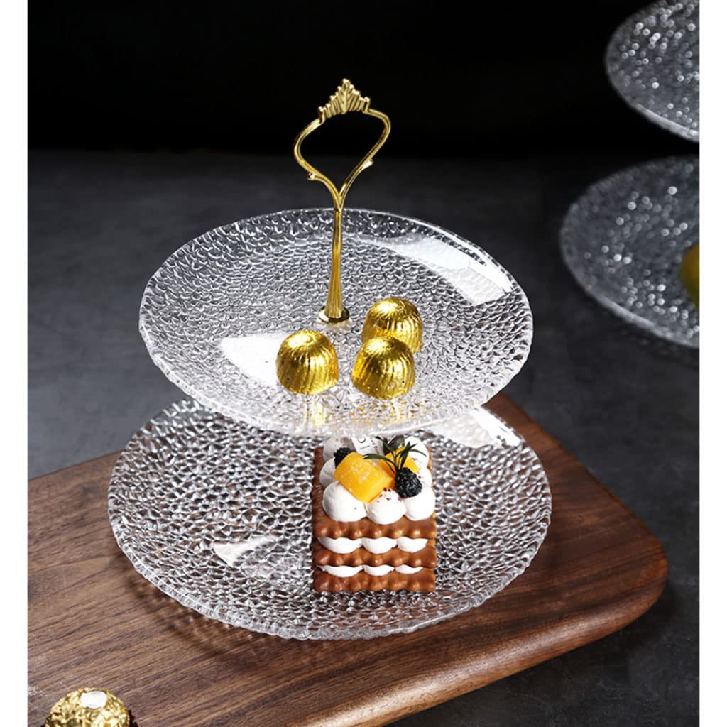 Desserts Présentoir à gâteaux à Plusieurs Niveaux avec plaques en Verre Transparent et entretoises en métal doré Présentoir à Tour Stable pour Dessert Plateau de Service élégant pour Fruits Fruits